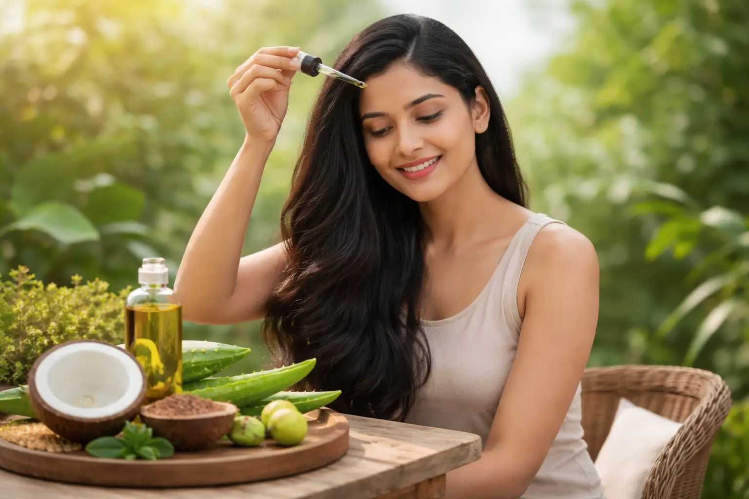 herbal hair oil with natural ingredients